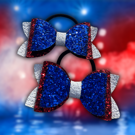 Blå, røde og sølv hårsløjfer perfekt som accessories til børn